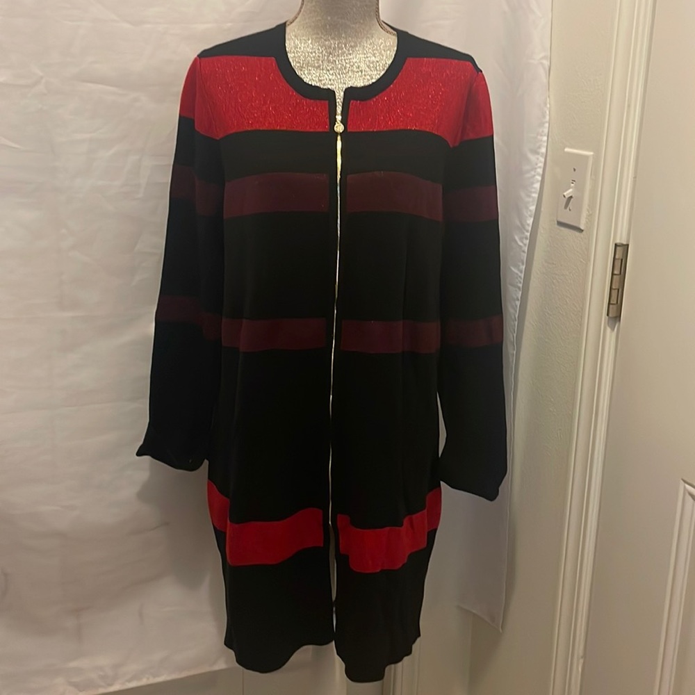 Long Anne Klein zipper front sweater